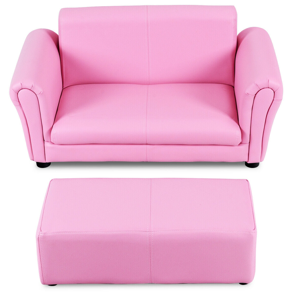 Soft Kids Double Sofa with Ottoman, Pink Kids Chairs & Seating Pink  at Gallery Canada