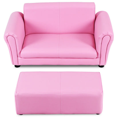 Soft Kids Double Sofa with Ottoman, Pink Kids Chairs & Seating Pink  at Gallery Canada