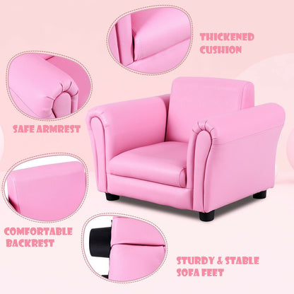 Kids Single Armrest Couch Sofa with Ottoman, Pink Kids Chairs & Seating   at Gallery Canada