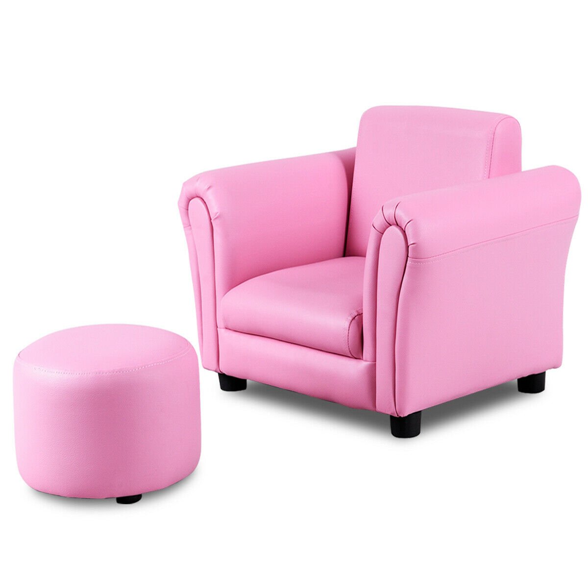 Kids Single Armrest Couch Sofa with Ottoman, Pink Kids Chairs & Seating   at Gallery Canada