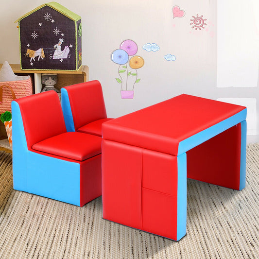 Multi-functional Kids Sofa Table Chair Set, Red - Gallery Canada