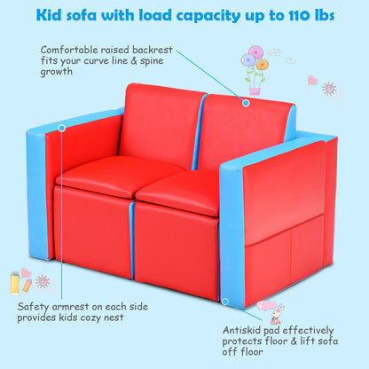 Multi-functional Kids Sofa Table Chair Set, Red Kids Table & Chair Sets   at Gallery Canada