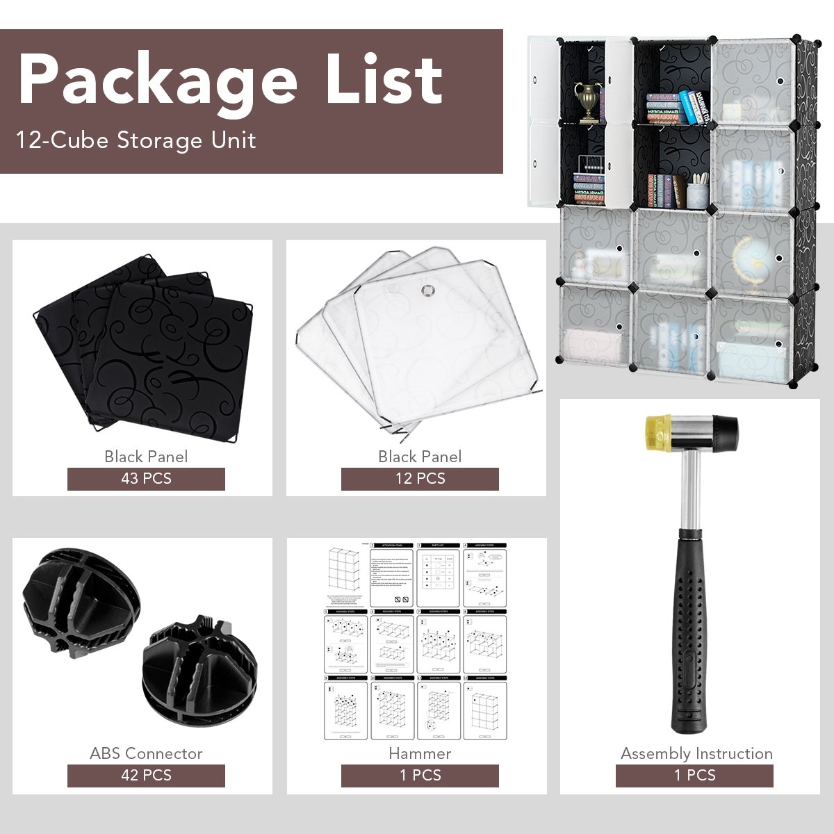 DIY 12 Cube Portable Closet Storage Organizer, Black Clothing & Closet Storage   at Gallery Canada