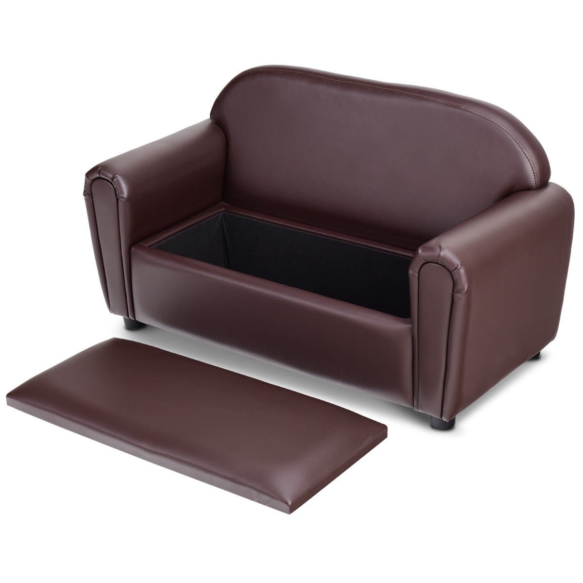 Kids Sofa Armrest Chair with Storage Function, Brown Kids Chairs & Seating   at Gallery Canada