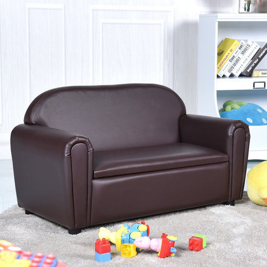 Kids Sofa Armrest Chair with Storage Function, Brown Kids Chairs & Seating   at Gallery Canada