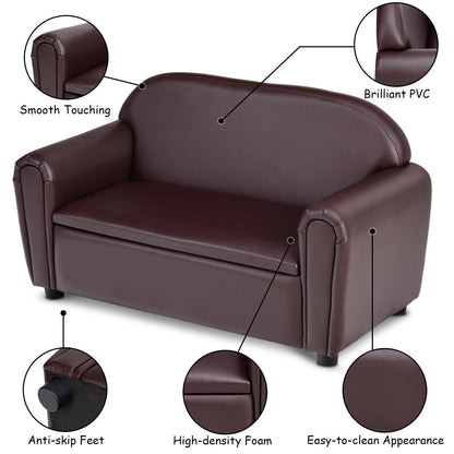 Kids Sofa Armrest Chair with Storage Function, Brown Kids Chairs & Seating   at Gallery Canada