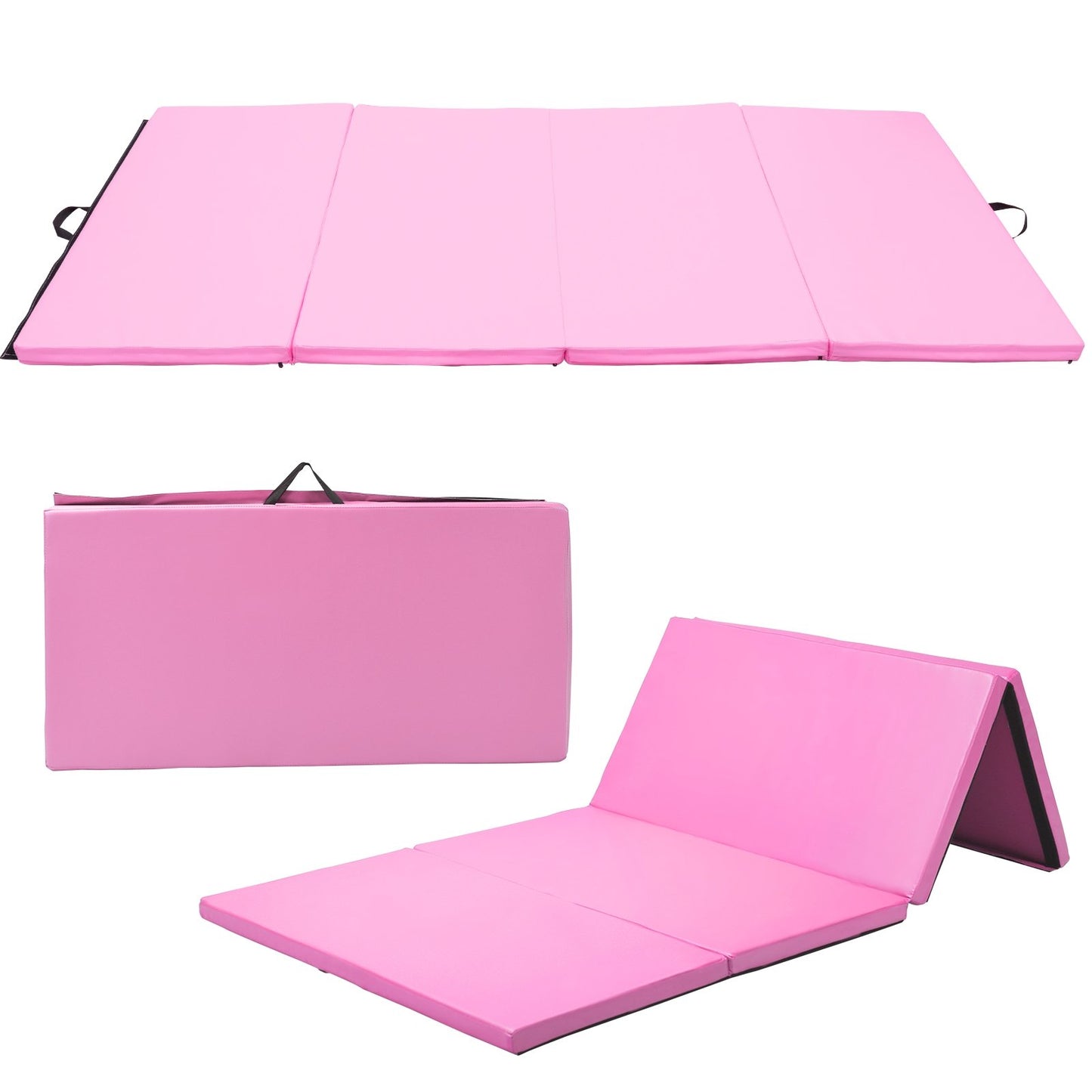 4-Panel Folding Gymnastics Mat with Carrying Handles, Pink Yoga & Gym Mats   at Gallery Canada