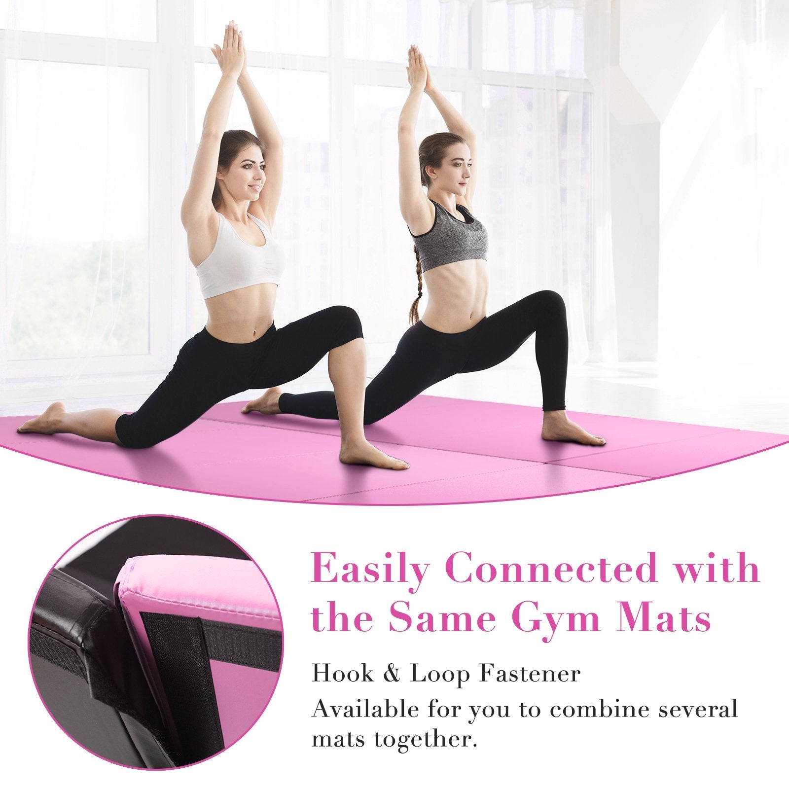 4-Panel Folding Gymnastics Mat with Carrying Handles, Pink Yoga & Gym Mats   at Gallery Canada