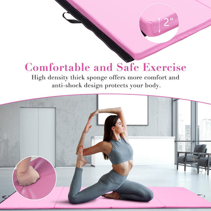 4-Panel Folding Gymnastics Mat with Carrying Handles, Pink Yoga & Gym Mats   at Gallery Canada