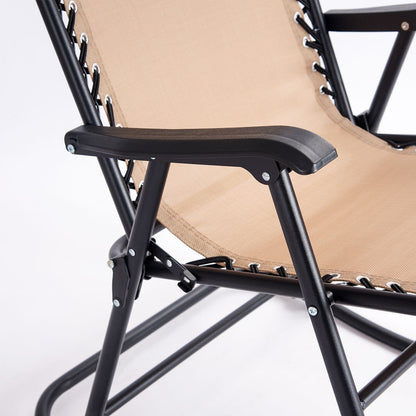 Outdoor Patio Headrest Folding Zero Gravity Rocking Chair, Beige Patio Rocking Chairs & Gliders   at Gallery Canada