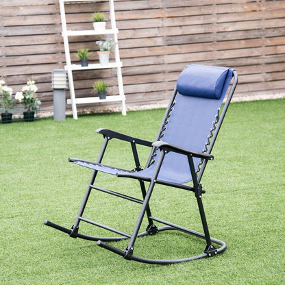 Outdoor Patio Headrest Folding Zero Gravity Rocking Chair, Blue Patio Rocking Chairs & Gliders   at Gallery Canada