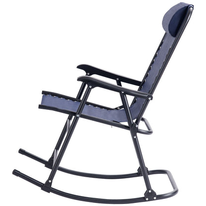 Outdoor Patio Headrest Folding Zero Gravity Rocking Chair, Blue Patio Rocking Chairs & Gliders   at Gallery Canada