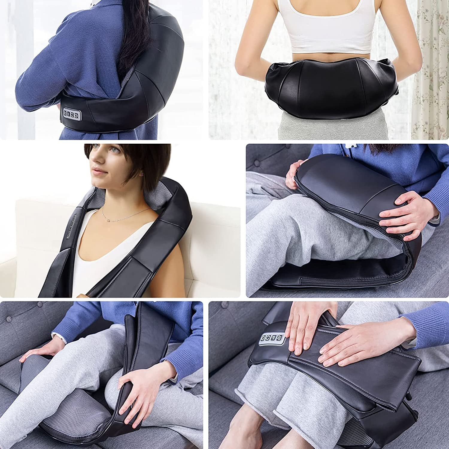 Electric Back and Neck Kneading Shoulder Massager with Heat Straps, Black Back Massager   at Gallery Canada