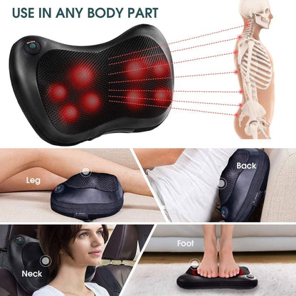 Shiatsu Pillow Massager with Heat Deep Kneading for Shoulder  Neck and Back, Black Back Massager   at Gallery Canada