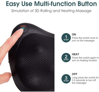 Shiatsu Pillow Massager with Heat Deep Kneading for Shoulder  Neck and Back, Black Back Massager   at Gallery Canada