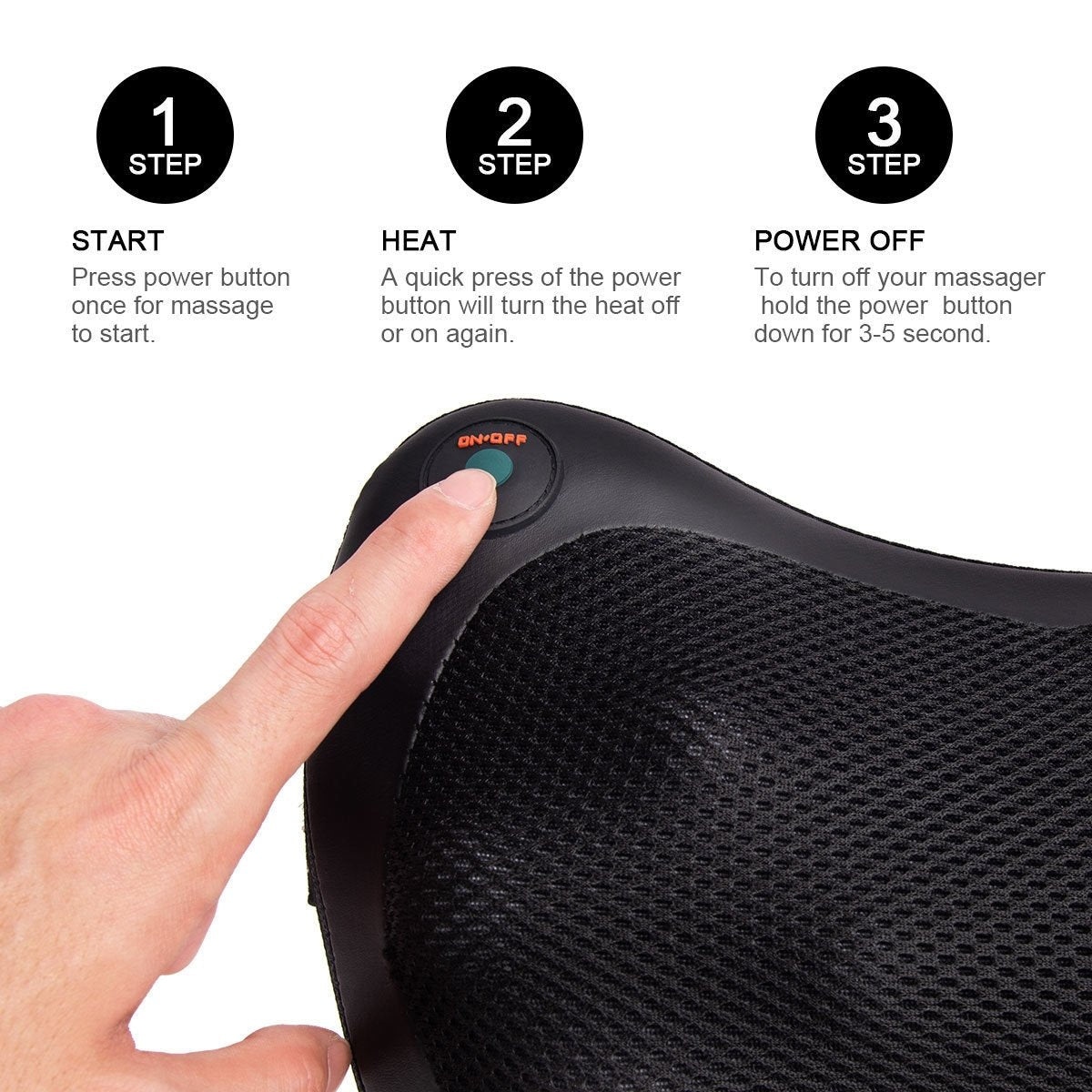 Shiatsu Pillow Massager with Heat Deep Kneading for Shoulder  Neck and Back, Black Back Massager   at Gallery Canada