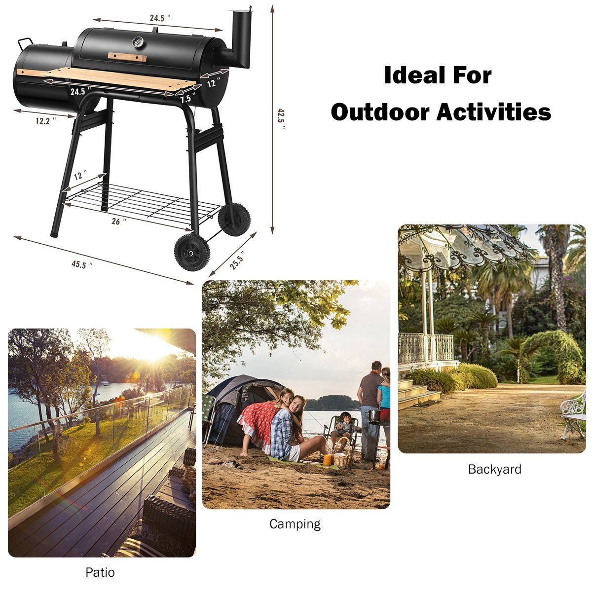 Outdoor BBQ Grill Barbecue Pit Patio Cooker, Black Outdoor Grills   at Gallery Canada