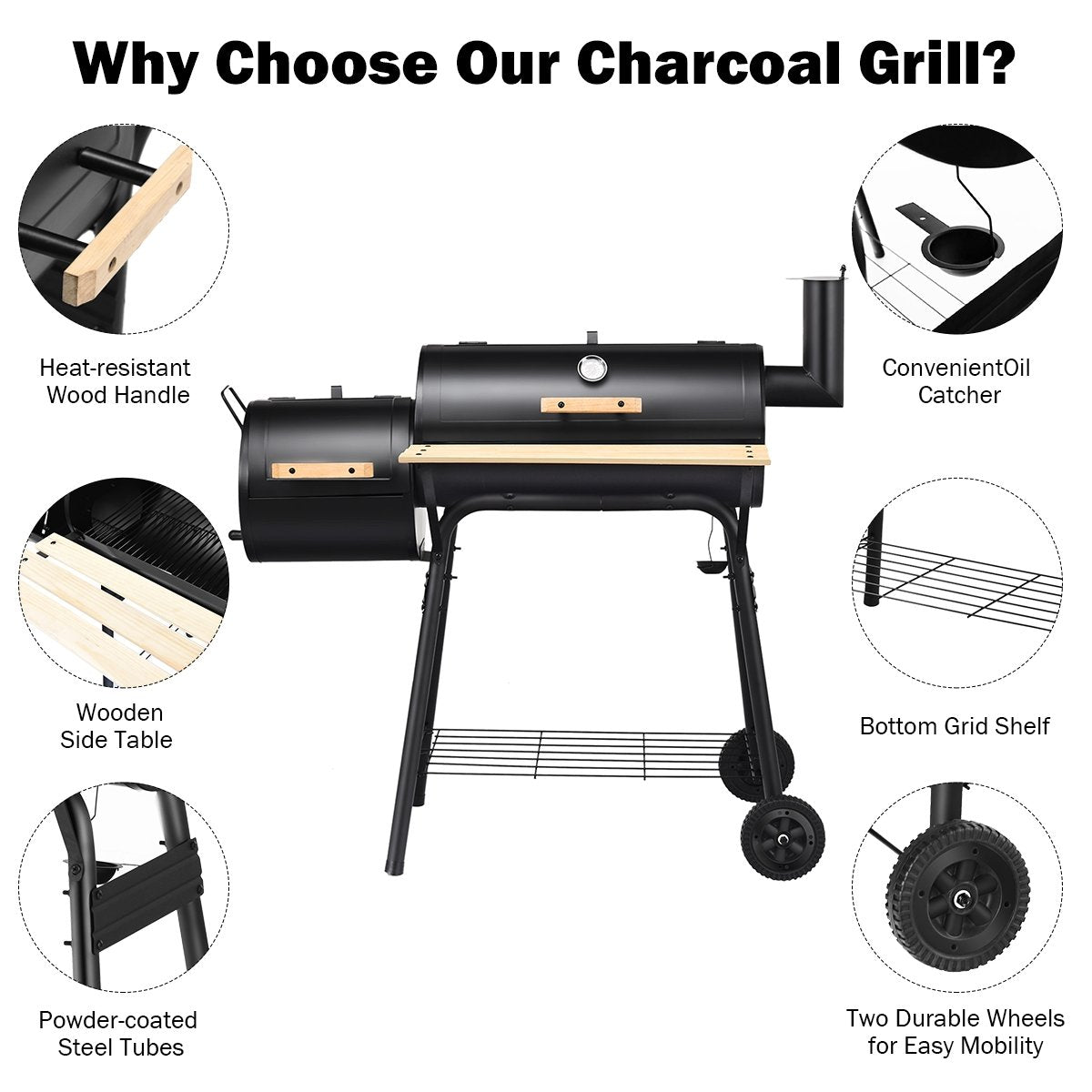 Outdoor BBQ Grill Barbecue Pit Patio Cooker, Black - Gallery Canada