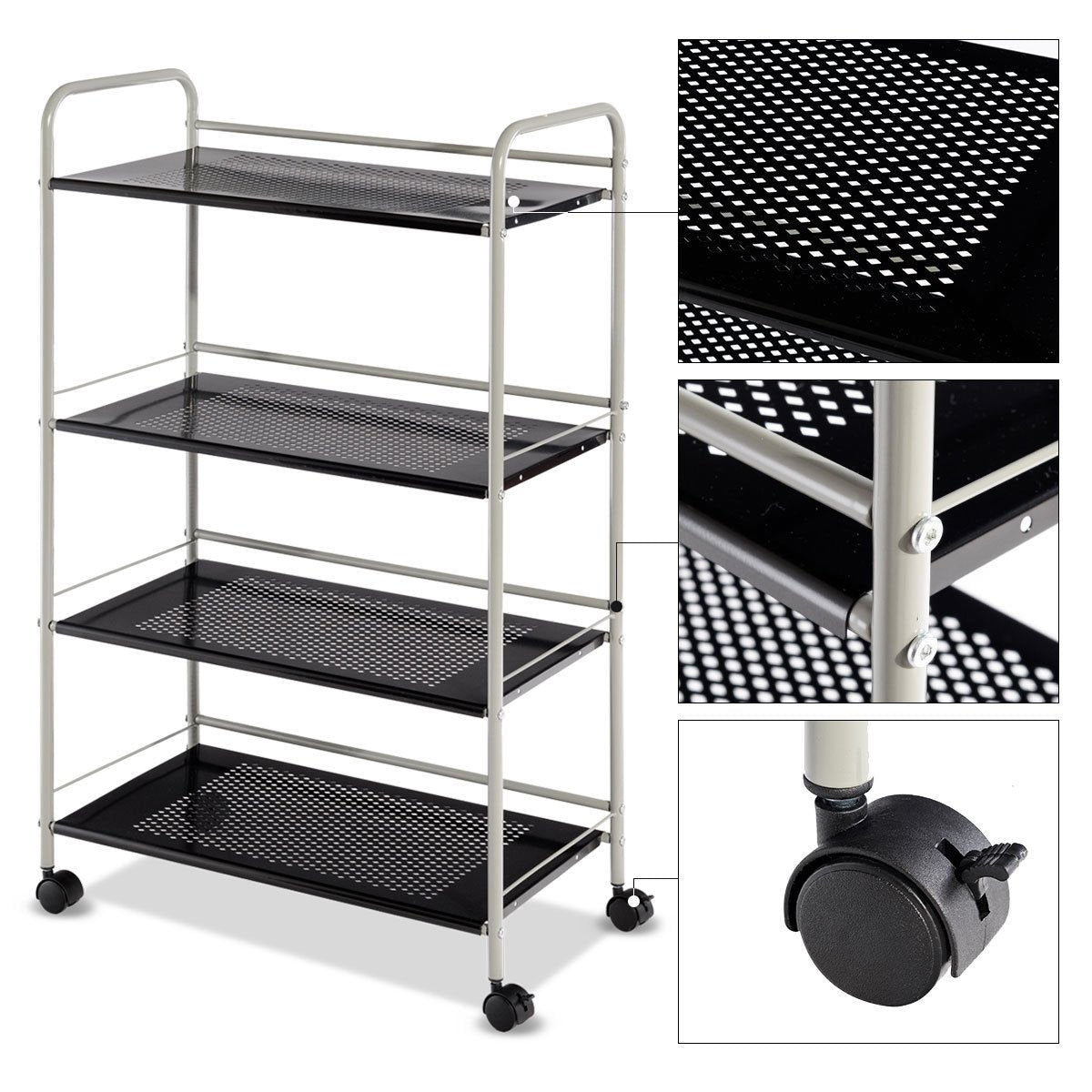 4 Tiers Rolling Storage Cart Utility Trolley-23.5 Inch - Gallery Canada