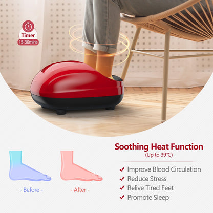 Foot Massager W/ Heat Rolling and Air Compression, Red - Gallery Canada