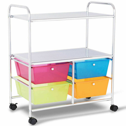 4 Drawers Shelves Rolling Storage Cart Rack, Transparent Multicolor