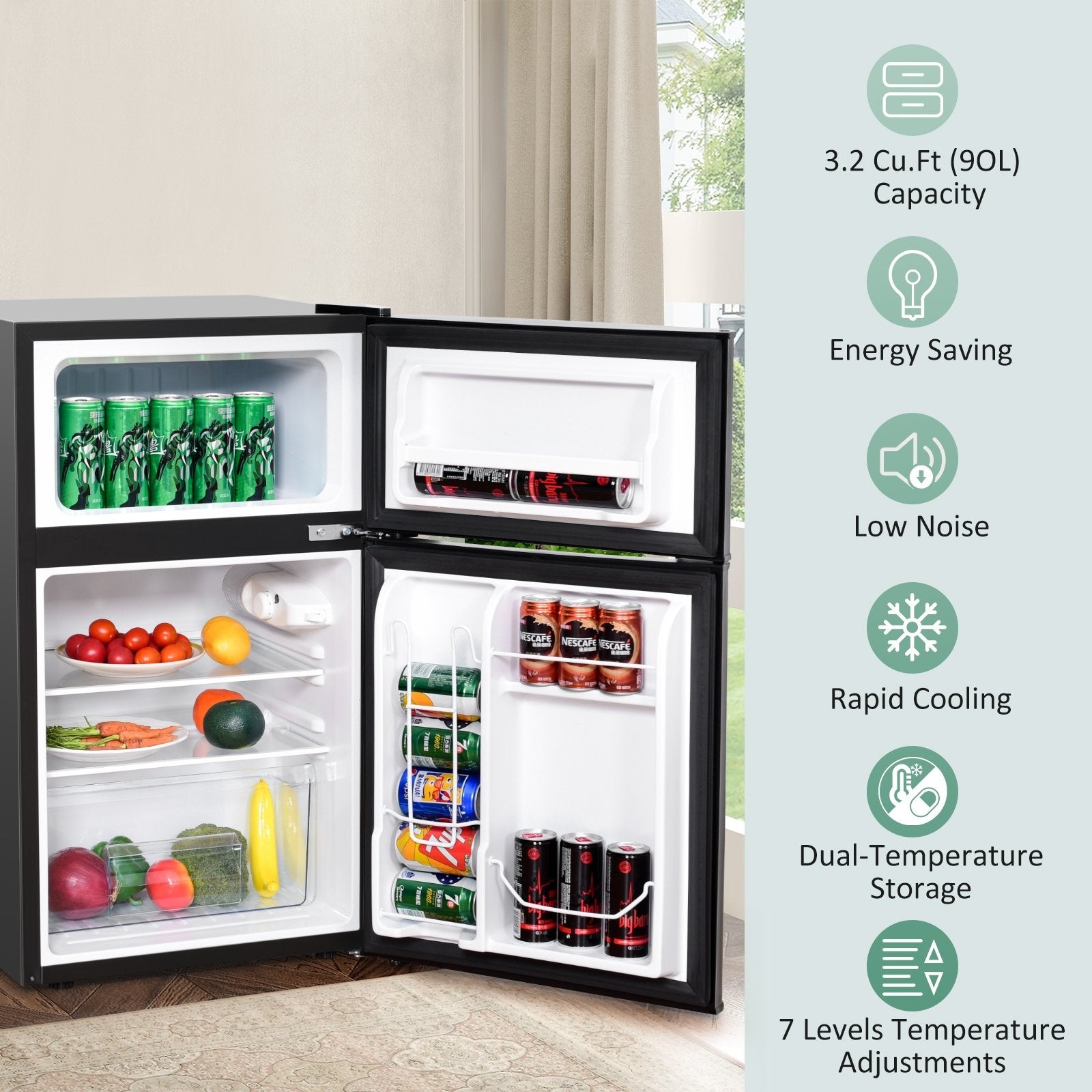 3.2 cu ft. Compact Stainless Steel Refrigerator, Black Refrigerators   at Gallery Canada