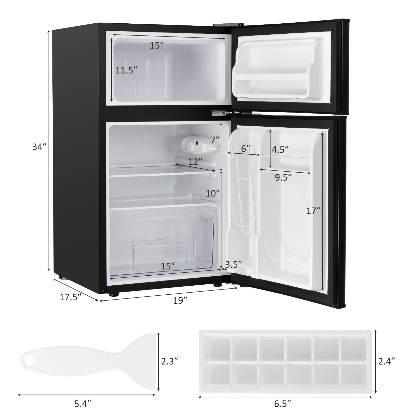 3.2 cu ft. Compact Stainless Steel Refrigerator, Black - Gallery Canada