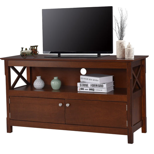 44 Inch Wooden Storage Cabinet TV Stand, Brown