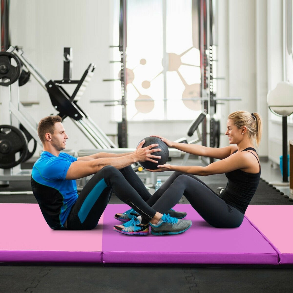 4 Feet x 10 Feet Thick Folding Panel Gymnastics Mat, Pink & Purple Yoga & Gym Mats   at Gallery Canada