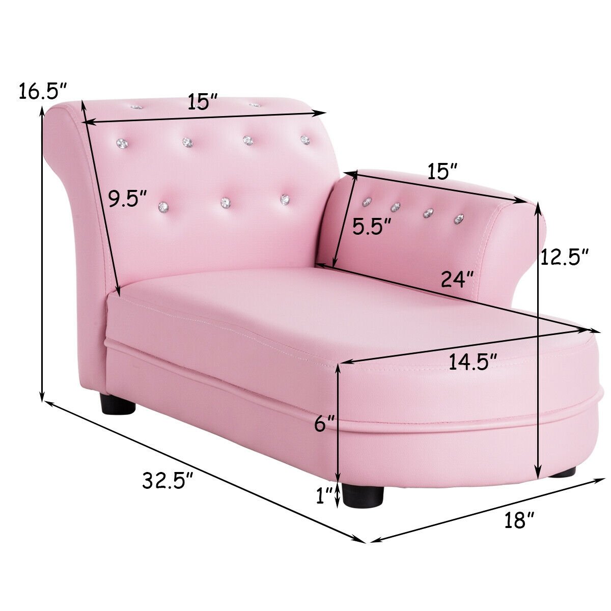 Armrest Relax Chaise Lounge Kids Sofa, Pink Kids Chairs & Seating   at Gallery Canada