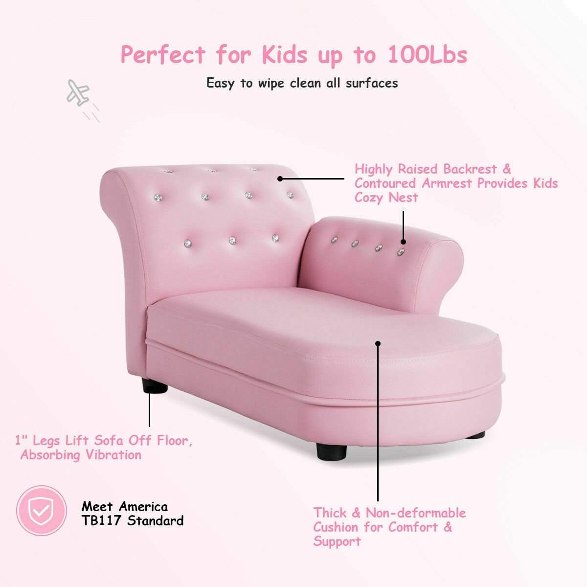 Armrest Relax Chaise Lounge Kids Sofa, Pink Kids Chairs & Seating   at Gallery Canada