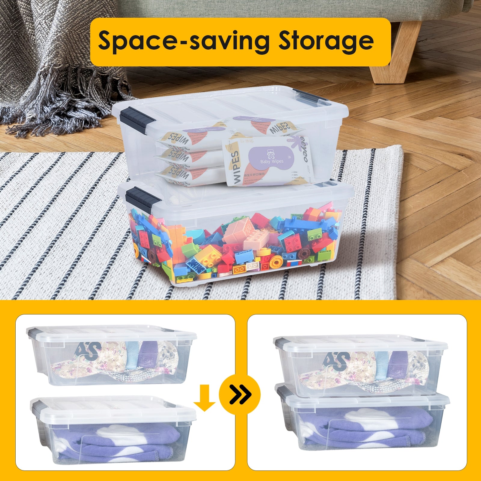 12 Pack 156 Quart Latch Stack Storage Tubs Box Clothing & Closet Storage at Gallery Canada