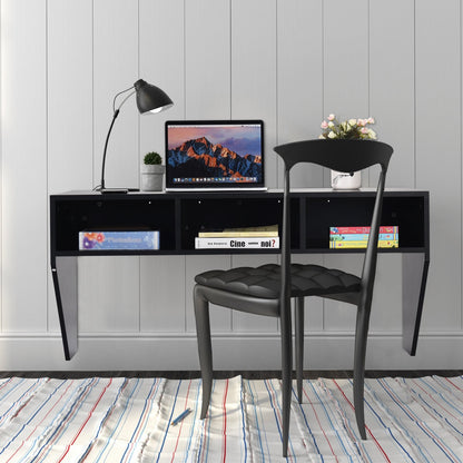 Wall Mounted Floating Sturdy Computer Table with Storage Shelf, Black - Gallery Canada