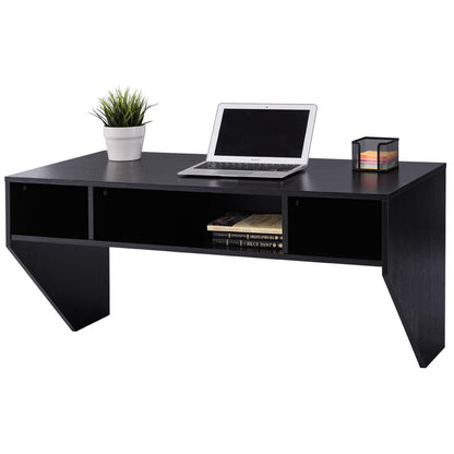 Wall Mounted Floating Sturdy Computer Table with Storage Shelf, Black - Gallery Canada