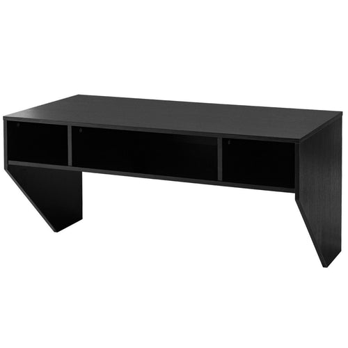 Wall Mounted Floating Sturdy Computer Table with Storage Shelf, Black