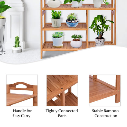 4 Tiers Multifunction Bamboo Storage Shoe Rack for Entryway Hallway, Natural Shoe Racks & Storage Benches   at Gallery Canada