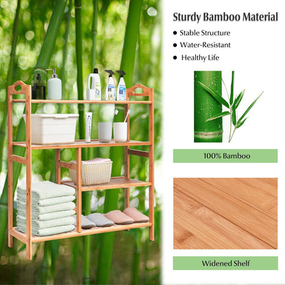 4 Tiers Multifunction Bamboo Storage Shoe Rack for Entryway Hallway, Natural - Gallery Canada