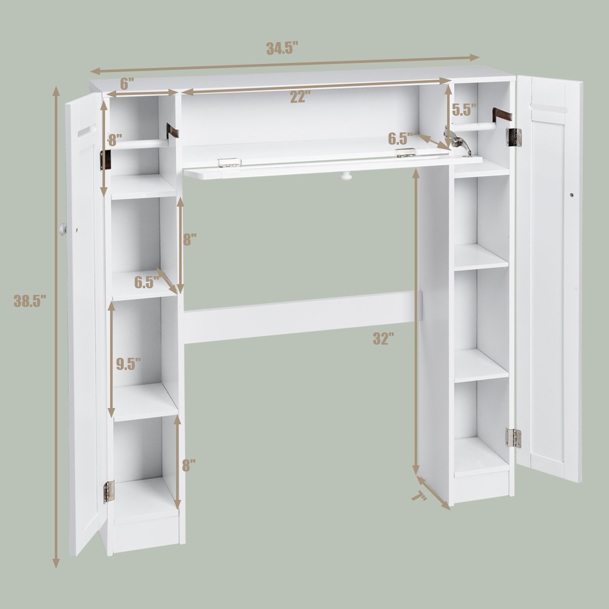 Wooden over the Toilet Storage Cabinet, White Bathroom Etagere   at Gallery Canada