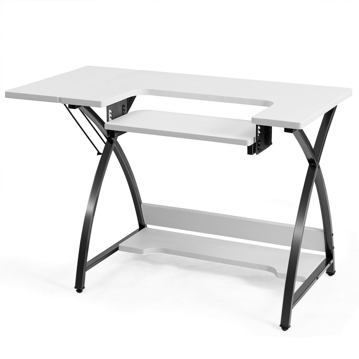 Sewing Craft Table Computer Desk with Adjustable Platform, White Sewing Tables   at Gallery Canada
