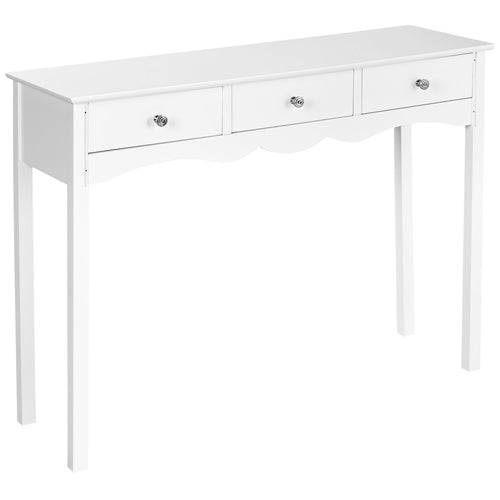 Side Sofa Table with Storage 3-Drawers, White