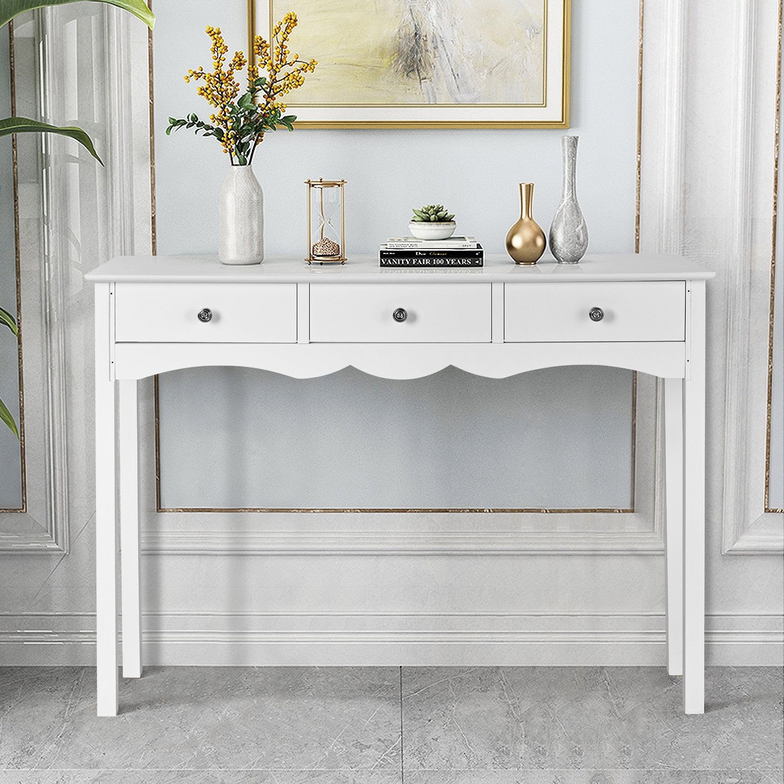 Side Sofa Table with Storage 3-Drawers, White Console Tables   at Gallery Canada