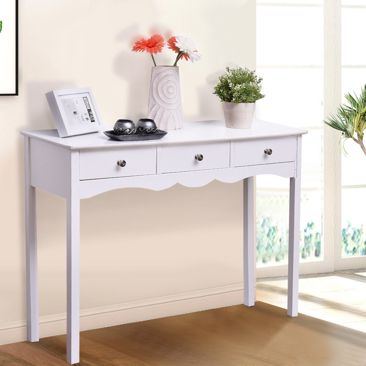 Side Sofa Table with Storage 3-Drawers, White Console Tables   at Gallery Canada