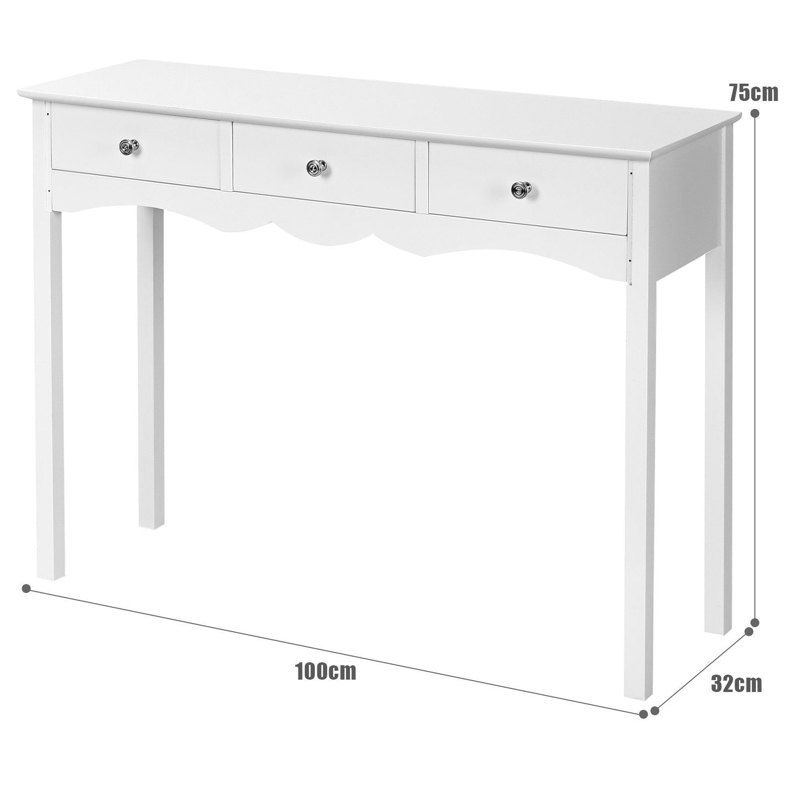 Side Sofa Table with Storage 3-Drawers, White Console Tables   at Gallery Canada