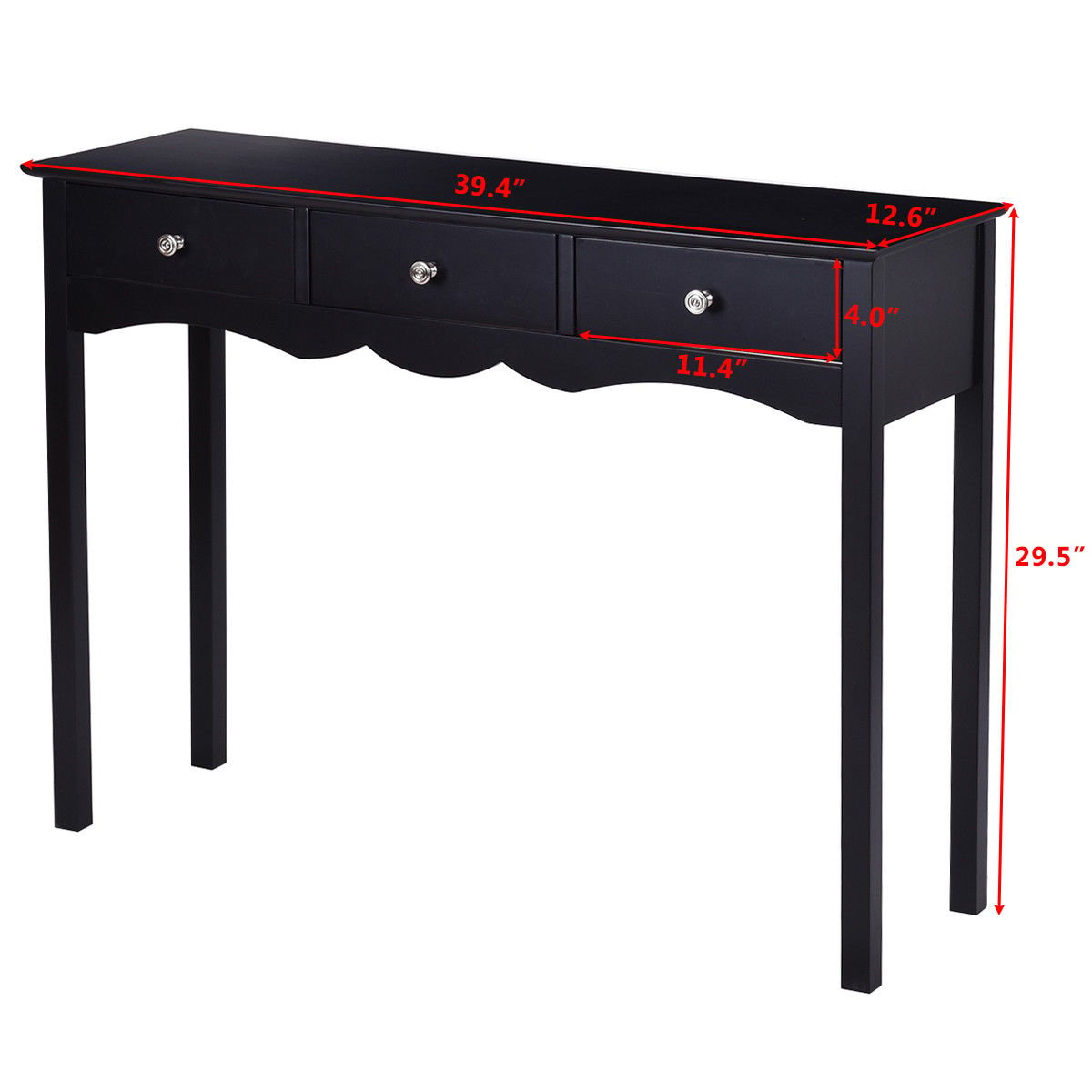 Hall table Side Table w/ 3 Drawers, Black Console Tables   at Gallery Canada