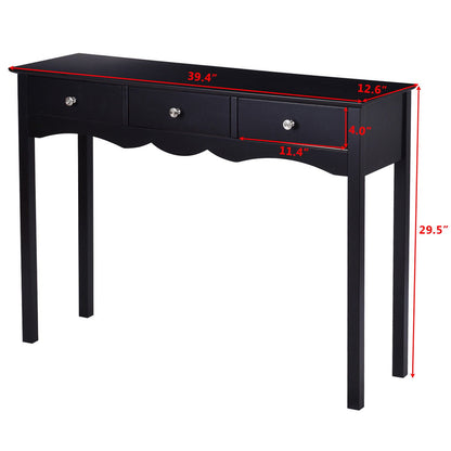 Hall table Side Table w/ 3 Drawers, Black - Gallery Canada