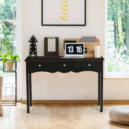 Hall table Side Table w/ 3 Drawers, Black Console Tables   at Gallery Canada