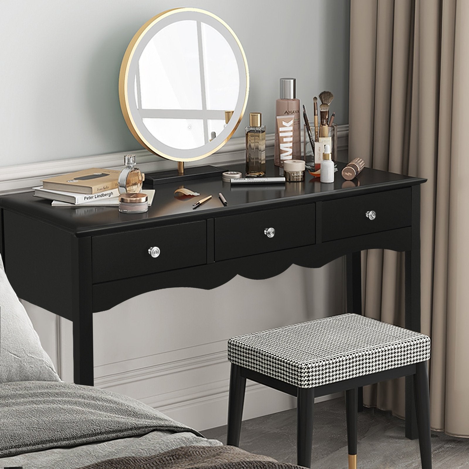 Hall table Side Table w/ 3 Drawers, Black Console Tables   at Gallery Canada