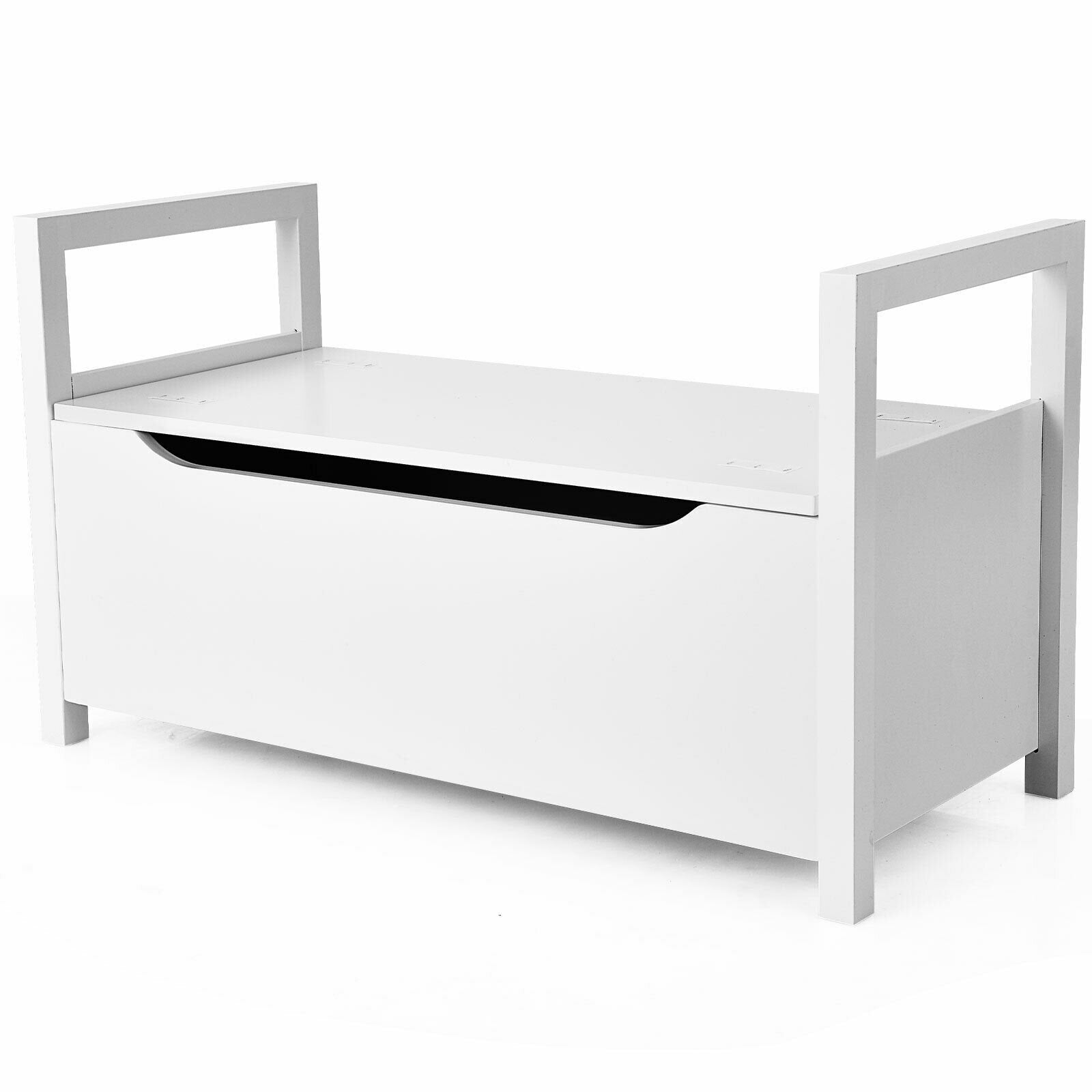 34.5 ×15.5 ×19.5 Inch Shoe Storage Bench with Cushion Seat for Entryway, White Shoe Racks & Storage Benches   at Gallery Canada