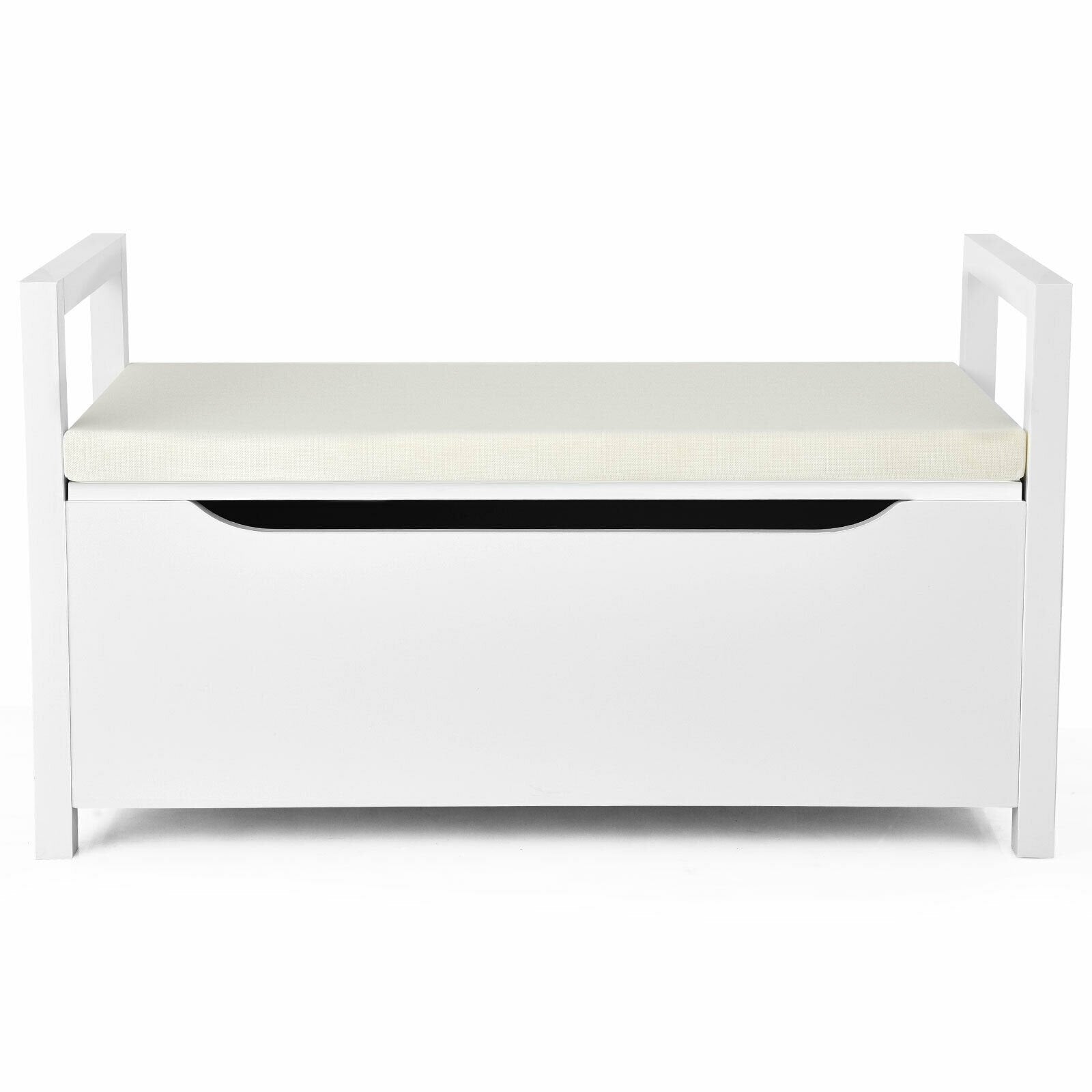 34.5 ×15.5 ×19.5 Inch Shoe Storage Bench with Cushion Seat for Entryway, White Shoe Racks & Storage Benches   at Gallery Canada