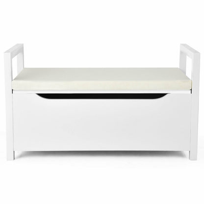 34.5 ×15.5 ×19.5 Inch Shoe Storage Bench with Cushion Seat for Entryway, White Shoe Racks & Storage Benches   at Gallery Canada